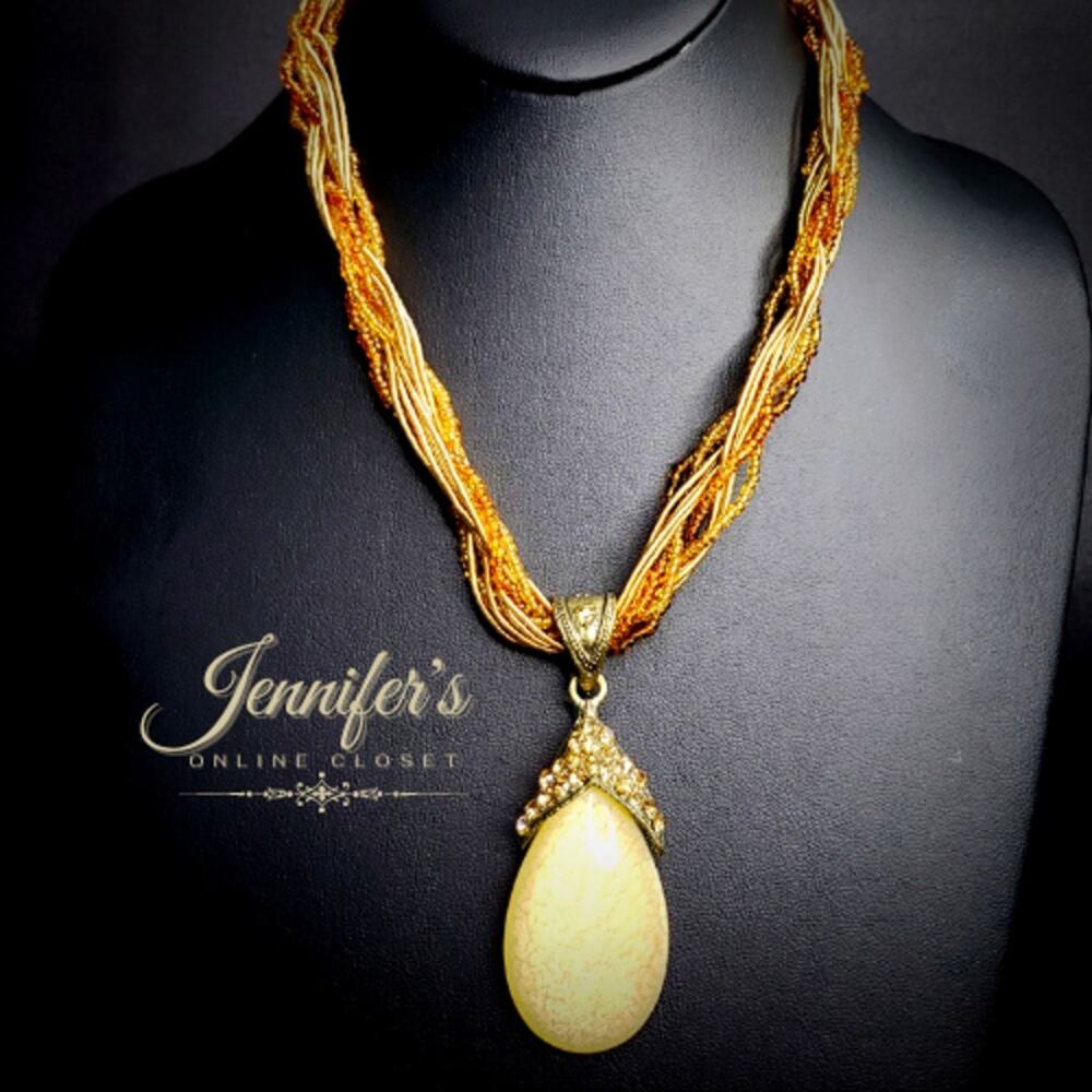3/$25 Bohemian Teardrop Stone Necklace